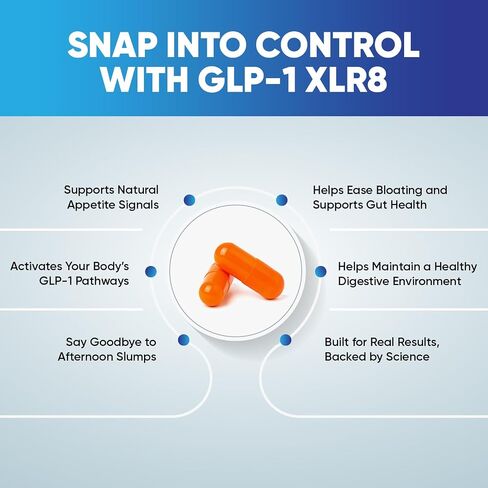 GLP-1 XLR8 ملحق استقلاب الجوع الأيض دعم فقدان الوزن 2.6 مليار AFU البروبيوتيك لايف ما بعد الظهر أكيرمانسيا الشاي الأخضر الشاي الكوري الخبير LED LED للنساء والرجال 120 كبسولات in Kuwait