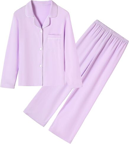 umeyda Girls & Womens Modal Pajamas مجموعة ناعمة طويلة الأكمام 2 قطع أسفل PJS in Saudi Arabia