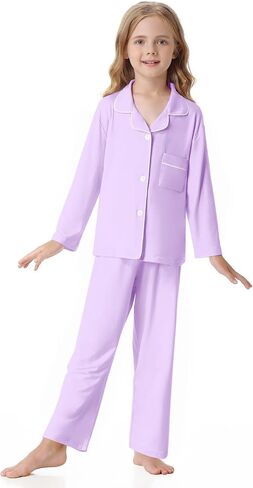 umeyda Girls & Womens Modal Pajamas مجموعة ناعمة طويلة الأكمام 2 قطع أسفل PJS in Saudi Arabia
