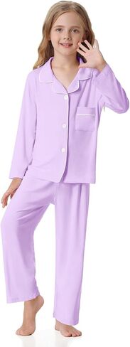 umeyda Girls & Womens Modal Pajamas مجموعة ناعمة طويلة الأكمام 2 قطع أسفل PJS in Saudi Arabia