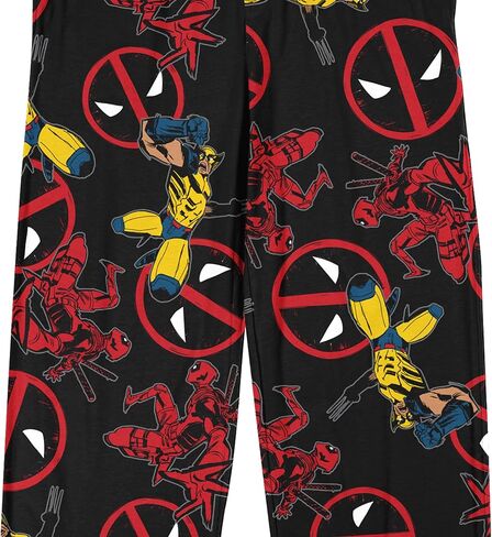 Deadpool Wolverine & Deadpool Logo All-Over Print Men Black Sleep Pants in Saudi Arabia