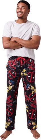 Deadpool Wolverine & Deadpool Logo All-Over Print Men Black Sleep Pants in Saudi Arabia