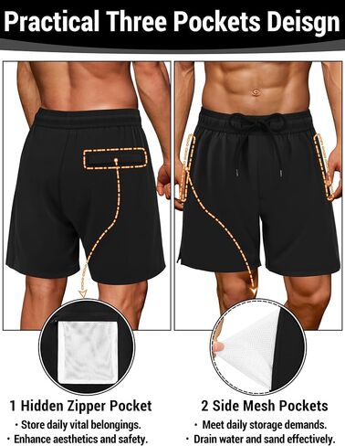 Olreco Mens Swim Trunks with Compression Liner 7 Inch Quick Dry Mens Bathing Suit Men Swim Shorts Men's Board Shorts Swimwear in Kuwait
