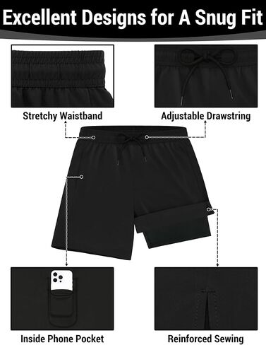 Olreco Mens Swim Trunks with Compression Liner 7 Inch Quick Dry Mens Bathing Suit Men Swim Shorts Men's Board Shorts Swimwear in Kuwait
