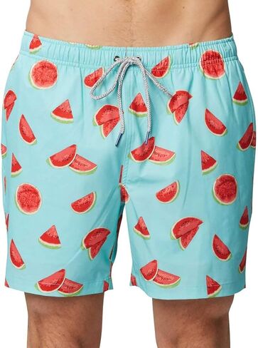 Rainforest Quick Dry mesh Lining 4-Way Stretch Watermelon Print Mens Swim Trunk Aruba Blue, Medium in Saudi Arabia