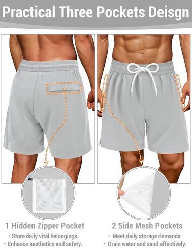 Olreco Mens Swim Trunks with Compression Liner 7 Inch Quick Dry Mens Bathing Suit Men Swim Shorts Men's Board Shorts Swimwear in Kuwait