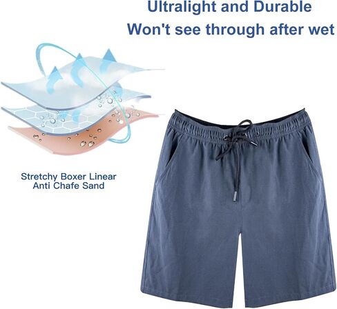 Mens Swim Trunks Swimming Shorts Quick Dry Swim Shorts Beach Shorts with Pockets and Compression Liner in Kuwait