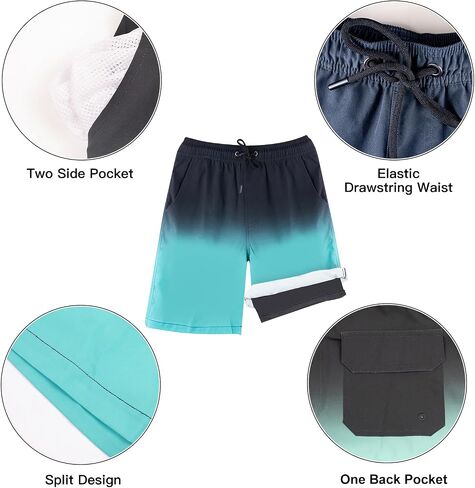 Mens Swim Trunks Swimming Shorts Quick Dry Swim Shorts Beach Shorts with Pockets and Compression Liner in Kuwait