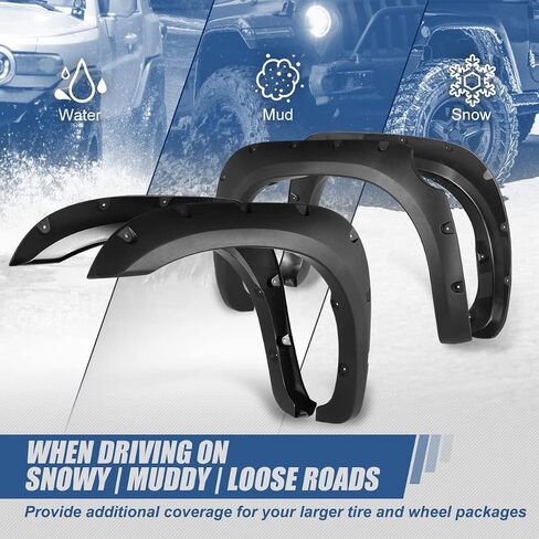 Fender Fender Auto Fender Flares متوافقة مع Toyota Tundra 2nd Gen 2007-2013 ، وملفات العجلات التي تضع طرازًا قابلاً للطلاء ، والأسود غير اللامع (عرض 2 بوصات ، 4 مساءً) in Saudi Arabia