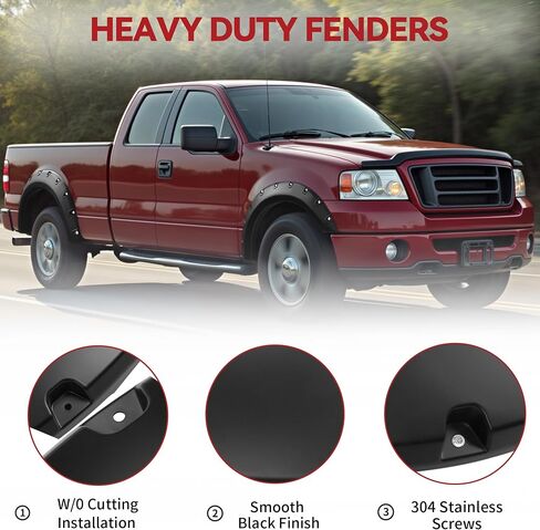 Fender Fender Tlares: متوافق مع Ford F150 2009-2014-مجموعة نمط برشام الجيب السلس على الطرق الوعرة والخلفية (غير رابتور) in Saudi Arabia