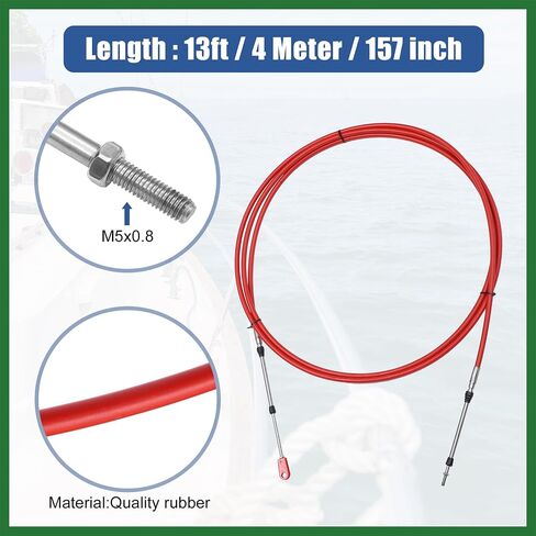Motoforti 1pcs 13ft 157 Inch Marine Type 3300/33C Throttle Shift Remote Control Box Cable with Clevis for Yamaha Outboard Engine Boat Motor Steering System Red Long-lasting in Saudi Arabia