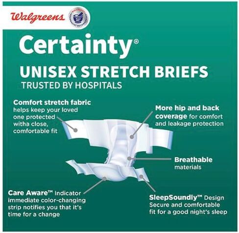 Certainty Unisex Stretch Briefs, L/XL 40-70 inch, Ultimate Absorbency, 28 Count Value Pack (Pack of 2) Total of 56 Count in Saudi Arabia