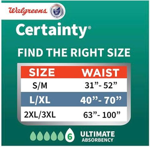 Certainty Unisex Stretch Briefs, L/XL 40-70 inch, Ultimate Absorbency, 28 Count Value Pack (Pack of 2) Total of 56 Count in Saudi Arabia