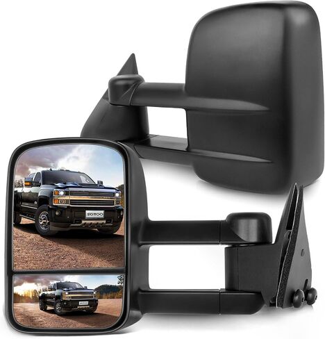 SCITOO Towing Mirrors Tow Mirrors Chrome Truck Mirrors fit for 2014-2018 for Chevy for GMC 1500 2015-2019 for Chevy for GMC 2500/3500 HD with Pair LH RH Power Heated LED Turn Signal Running Back Up in Kuwait