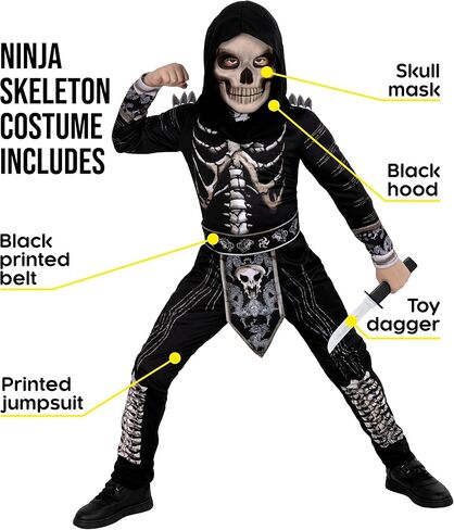 Morph Skeleton Costume Kids Ninja Costume Kids, Scary Halloween Costumes For Boys Ninja Skeleton Costumes Boys in Saudi Arabia