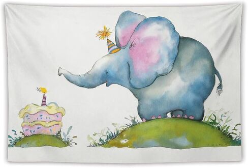 UUKXKUU Cute Elephant Birthday Cartoon Children Tapestry Large Wall Art Decor Wall Hanging Flag Backdrop for Living Room Dorm Office Bedroom 40"×60" in Saudi Arabia