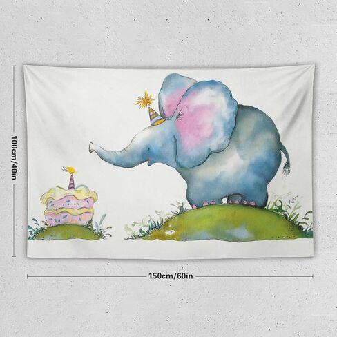 UUKXKUU Cute Elephant Birthday Cartoon Children Tapestry Large Wall Art Decor Wall Hanging Flag Backdrop for Living Room Dorm Office Bedroom 40"×60" in Saudi Arabia