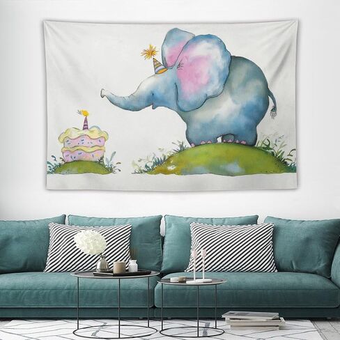 UUKXKUU Cute Elephant Birthday Cartoon Children Tapestry Large Wall Art Decor Wall Hanging Flag Backdrop for Living Room Dorm Office Bedroom 40"×60" in Saudi Arabia