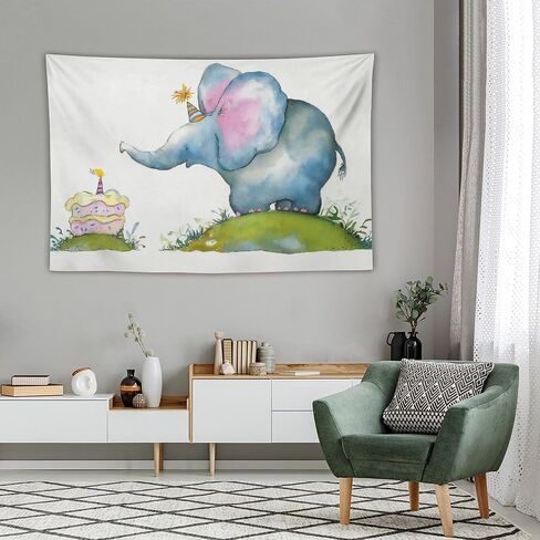 UUKXKUU Cute Elephant Birthday Cartoon Children Tapestry Large Wall Art Decor Wall Hanging Flag Backdrop for Living Room Dorm Office Bedroom 40"×60" in Saudi Arabia
