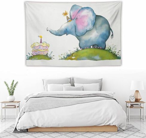 UUKXKUU Cute Elephant Birthday Cartoon Children Tapestry Large Wall Art Decor Wall Hanging Flag Backdrop for Living Room Dorm Office Bedroom 40"×60" in Saudi Arabia