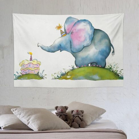 UUKXKUU Cute Elephant Birthday Cartoon Children Tapestry Large Wall Art Decor Wall Hanging Flag Backdrop for Living Room Dorm Office Bedroom 40"×60" in Saudi Arabia