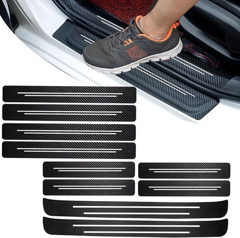 Door Sill Protector, Car Door Entry Guards, 10Pcs Car Door Protector, Carbon Fiber Leather Waterproof Scratch Protection Strips (for All car Models) Door sill Trim Entry Guard (Black) in Saudi Arabia