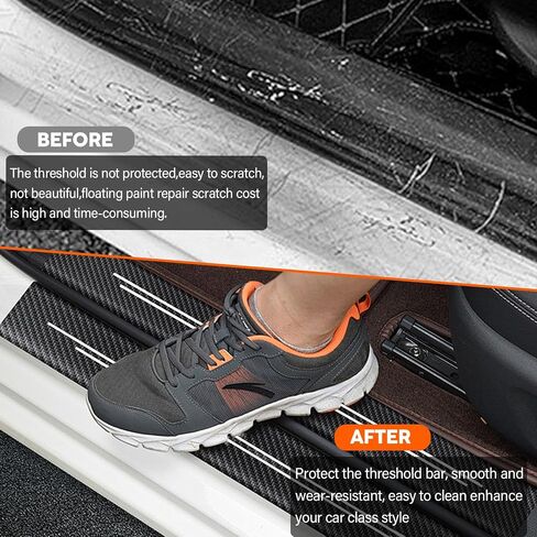 Door Sill Protector, Car Door Entry Guards, 10Pcs Car Door Protector, Carbon Fiber Leather Waterproof Scratch Protection Strips (for All car Models) Door sill Trim Entry Guard (Black) in Saudi Arabia
