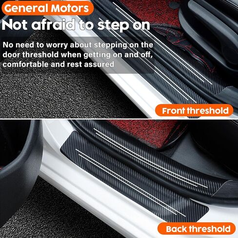 Door Sill Protector, Car Door Entry Guards, 10Pcs Car Door Protector, Carbon Fiber Leather Waterproof Scratch Protection Strips (for All car Models) Door sill Trim Entry Guard (Black) in Saudi Arabia