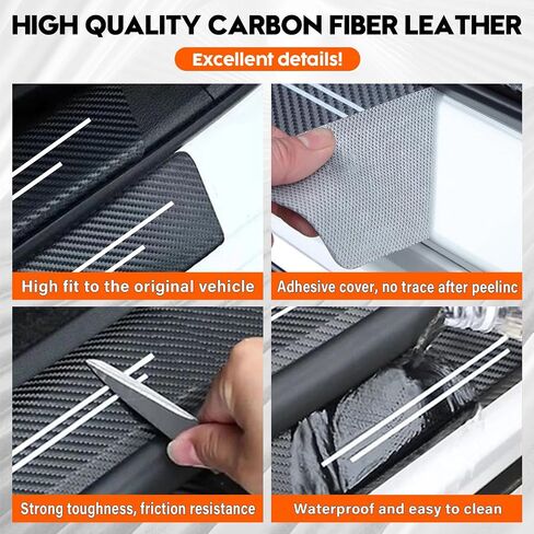 Door Sill Protector, Car Door Entry Guards, 10Pcs Car Door Protector, Carbon Fiber Leather Waterproof Scratch Protection Strips (for All car Models) Door sill Trim Entry Guard (Black) in Saudi Arabia