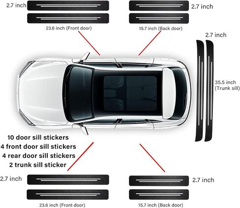 Door Sill Protector, Car Door Entry Guards, 10Pcs Car Door Protector, Carbon Fiber Leather Waterproof Scratch Protection Strips (for All car Models) Door sill Trim Entry Guard (Black) in Saudi Arabia