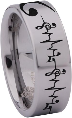 Tungsten Carbide Bass Clef Ring Music Fresh Band Band Band Ring For Men and Women 8mm in Kuwait