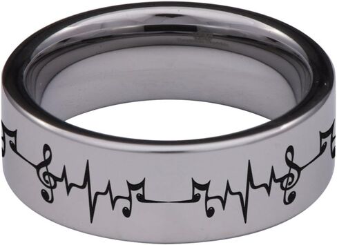 Tungsten Carbide Bass Clef Ring Music Fresh Band Band Band Ring For Men and Women 8mm in Kuwait