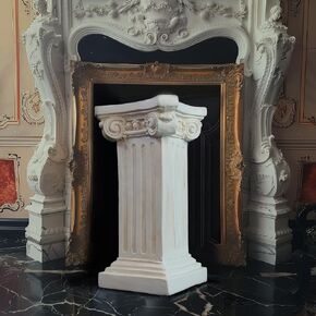Elegant Classical Greek Roman Ionic Order Vintage Weathered Column Pedestal Decorative Display Stand for Statues Plants, or Vases Perfect for Home Decor and Event Settings, White in Saudi Arabia