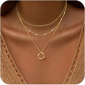 Gold Layered Necklaces for Women, 14K Gold Plated Dainty Necklace Set with Paperclip, Adjustable Trendy Gold Jewelry Stackable Gift in Saudi Arabia