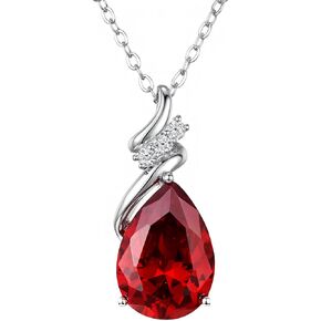 Birthstone Necklace for Women - S925 Sterling Silver Teardrop with Cubic Zirconia and Gemstones -Birthday Jewelry gift for her, Girlfriend, Wife, Mom on Birthday, Anniversary in Saudi Arabia