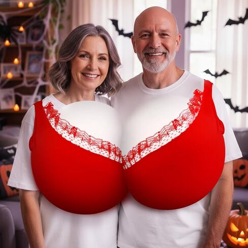 Jecery 2 Pcs Funny Halloween Costume Big Bikini Babe Adult Holiday Couple Costume for Friends Family Partner in Saudi Arabia