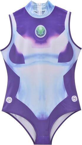 Women’s Purple Printed Bodysuit Costume Stretchy 3D Jumpsuit for Halloween Cosplay Uniform Outfit in Saudi Arabia