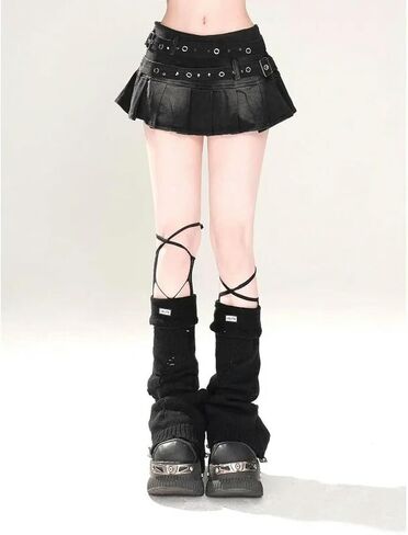 Women's Skirts Solid Colour Denim Skirt Women High Waist Pleated Mini Skirt Short Skirt in Saudi Arabia