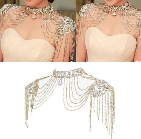 Crystal Tassels Arm Chain Women Body Jewelry Multilayer Shoulder Body Jewelry Shoulder Chain Necklace for Any Occasion in Saudi Arabia