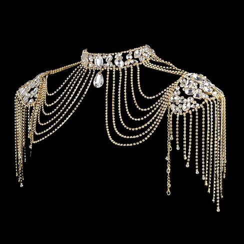 Crystal Tassels Arm Chain Women Body Jewelry Multilayer Shoulder Body Jewelry Shoulder Chain Necklace for Any Occasion in Saudi Arabia