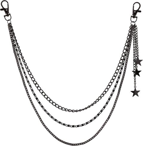 Sacina Gothic Punk Layered Black Star Pants Chain, Star Wallet Belt Chain, Goth Grunge Emo Punk Accessories in Saudi Arabia