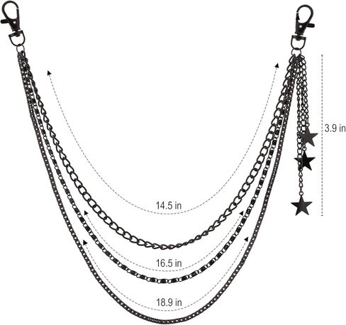 Sacina Gothic Punk Layered Black Star Pants Chain, Star Wallet Belt Chain, Goth Grunge Emo Punk Accessories in Saudi Arabia