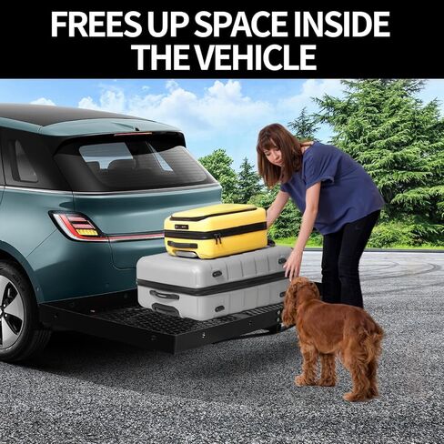 Elevate Outdoor Hitch Cargo Carrier Tray Aluminum 500 Lb. Capacity - Compatible with 2" Receivers,Non-Folding Shank in Kuwait