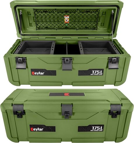 علبة شحن SRX-175-صندوق تخزين مقاوم للماء 175L للتخييم ، معدات سرير على الطرق الوعرة-تخزين قابلية للخدمة الثقيلة مع غطاء غاز غاز ، تصميم قابل للتكديس ودرج منظم داخلي (رمادي) in Saudi Arabia