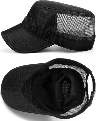 Hidden Pocket Cadet Army Hat Quick Dry Military Flat Top Baseball Dad Sun Cap Mesh Back in Kuwait