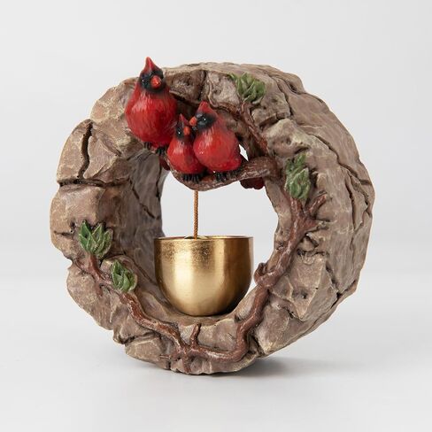 Magnetic Door Bell Chime for Door Opening – Cardinal Statue Christmas Wreath Style with Brass Bell, Door Decoration for Entrance, Wall, Store, Fridge, Garden – Ideal for Housewarming or Gift (Brown) in Saudi Arabia