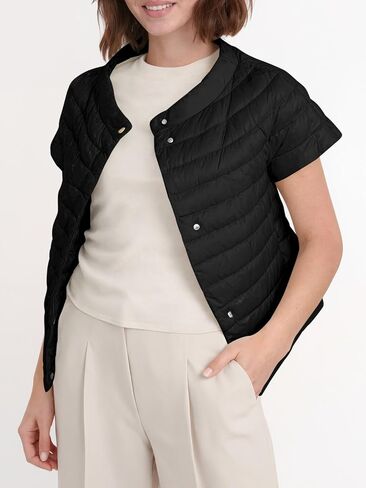 Tankaneo Womens Puffer Vest Button Up Short Sleeve Winter Jacket Casual Lightweight Quilted Jackets in Saudi Arabia