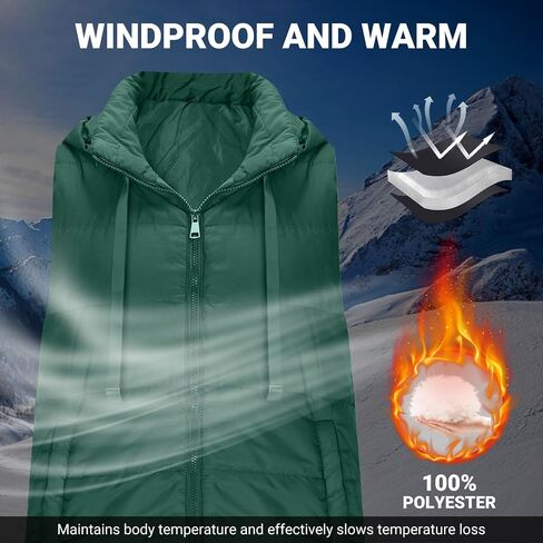 Long Puffer Vest for Women Padded Sleeveless Hooded Jackets Winter Warm Puffy Coats Outerwear Vests with Pockets in Saudi Arabia