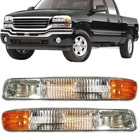 Turn Signal Light For 1999 2000 2001 2002 2003 2004 2005 2006 2007 GMC Sierra 1500 2500 3500 Yukon - Fits Driver Side and Passenger Side of GMC Trucks - Parking Lights Include Lens and Housing in Saudi Arabia