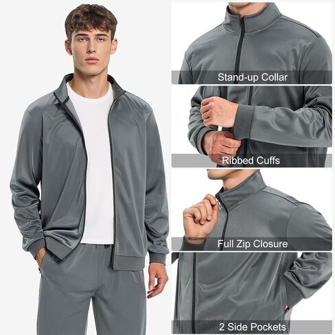HODOSPORTS Mens Tracksuits Sweatsuits for Men 2 Piece Sets Outfits Full Zip Casual Jogging Suit Sets Athletic Warm Up Suits in Saudi Arabia